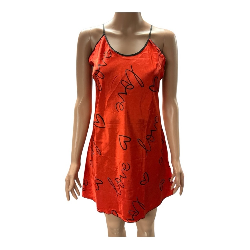 Cheibear - NWT - Chic Red Love Print Chemise
